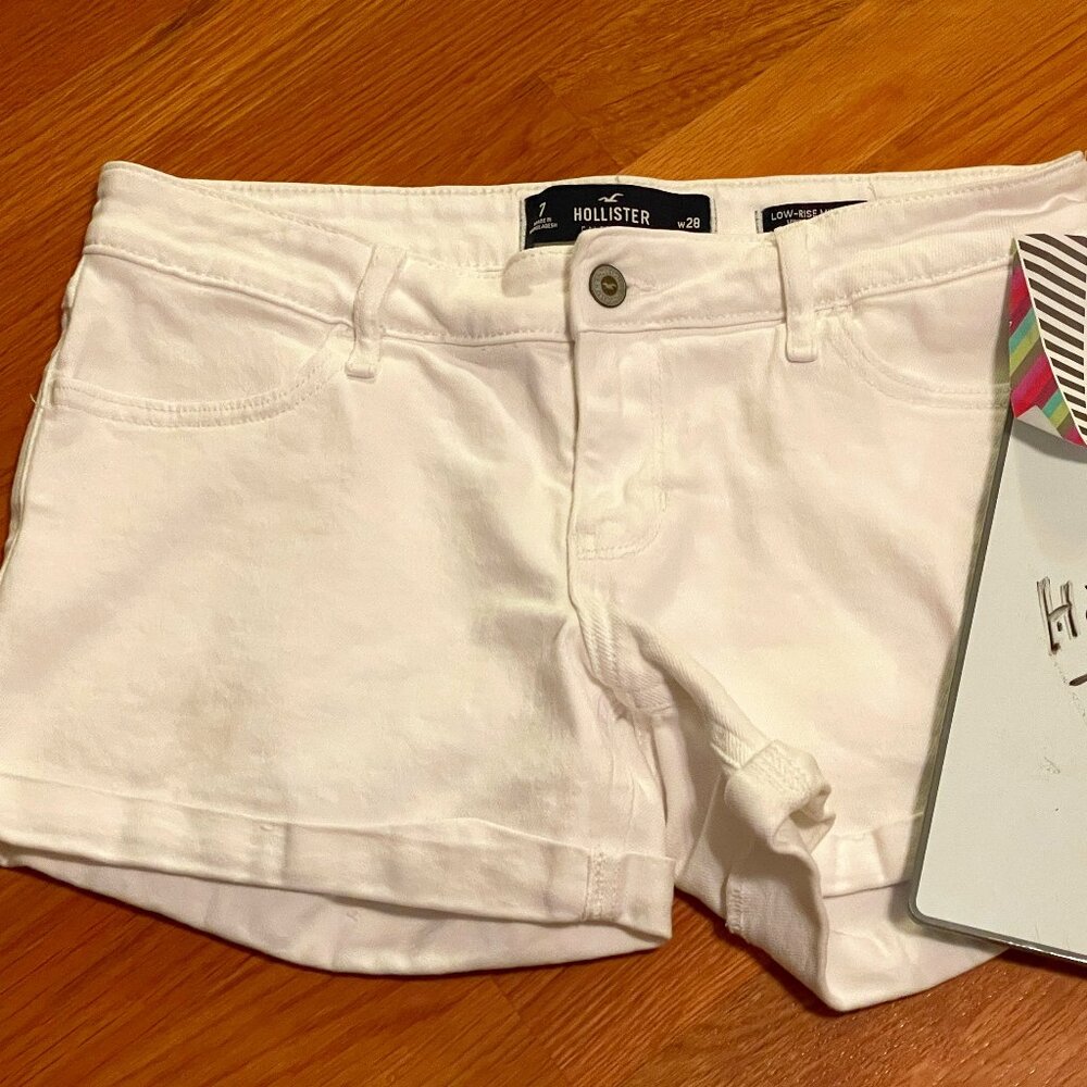 Hollister white jean shorts